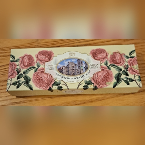 NIB Saponificio Varesino Rose & Lemon Hand Body Skin Soap Bath Trio Gift Box - Picture 2 of 5